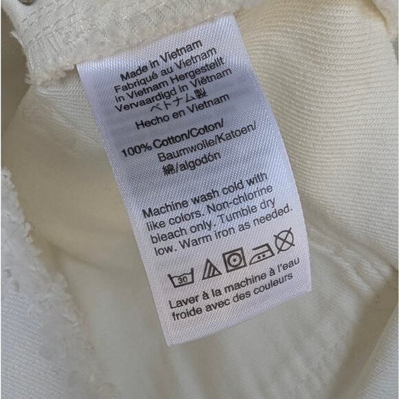 J.Crew Jeans White Denim Frayed Raw Hem Distressed Mini Skirt, size 26 - Picture 8 of 8